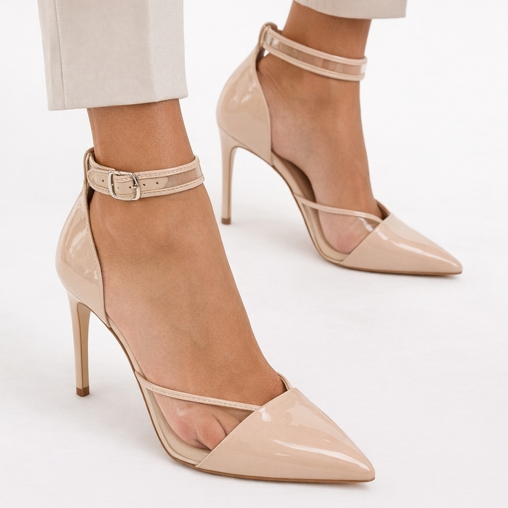 Zara Beige Ankle Strap Heels